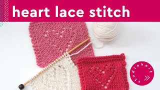 Lace Hearts Knitting Pattern 💖 Eyelets [upl. by Finny]