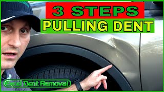 3 Steps To Pulling Out A Dent On A Car [upl. by Retsevlys]