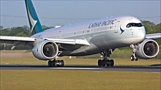 Close Up Arrivals at Manchester Airport RWY05R  060618 [upl. by Ynafets839]