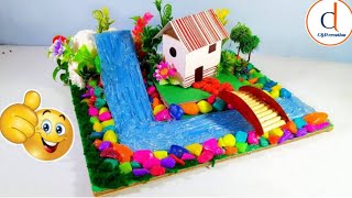 Plastilindan narsalar yasash How to make waterfall at home home decoration Narsalar yasash 2020 [upl. by Appledorf515]