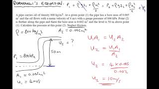 Bernoullis Equation Example Calculations [upl. by Trebma]