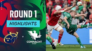 Munster v Connacht  Highlights  Round 1  URC 202425 [upl. by Atteirneh328]