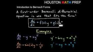 Bernoulli First Order Equations  Intro [upl. by Agnesse]