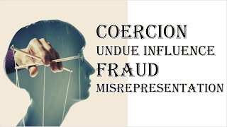 Coercion Undue Influence Fraud Misrepresentation  Indian Contract Act 1872  Law Guru [upl. by Aromas994]