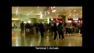 London Heathrow Terminal 1 amp 3 Walk To Bus Train Stations [upl. by Ahsinehs]