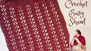 How to Crochet The Easiest 2 Rows Repeat Shawl for Beginners [upl. by Aihppa]