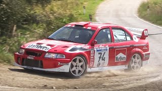 Mitsubishi Lancer Evo VI Rally Car Starts Action amp Turbo AntiLag Backfires [upl. by Yelwar]