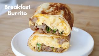 SAUSAGE EGGS AND CHEESE BREAKFAST BURRITO RECIPE  HOW TO MAKE EASY BREAKFAST BURRITO [upl. by Seni607]