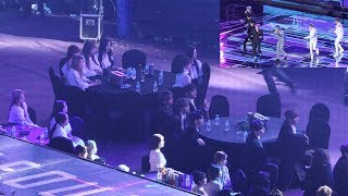 IDOLS Reaction to BTS  FAKE LOVE 방탄소년단 무대보는 트와이스워너원아이즈원여자친구 4K 직캠 by 비몽 [upl. by Inaffit911]