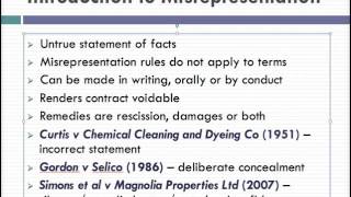 Misrepresentation Lecture 1 of 4 [upl. by Hoenack615]