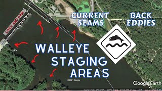 Walleye Staging Locations at a Lock and Dam  Locating Mississippi River Spring Run Walleye [upl. by Caswell]