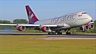 Incredible Close Up Heavy Landings at Manchester Airport  060618 [upl. by Nalyak]