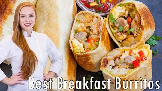 The BEST Breakfast Burritos Recipe Loaded with Potato BACON Sausage CHEESE amp More [upl. by Dlareg]